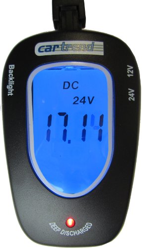 Cartrend 80127 Batterie Tester 12 Volt/24 Volt, mit LCD Anzeige blau beleuchtet
