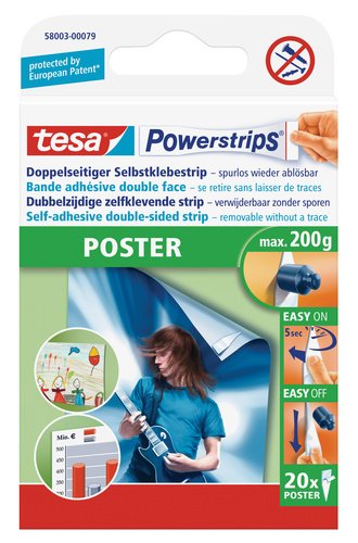 tesa Powerstrips Strips POSTER, Packung mit 20 Stück