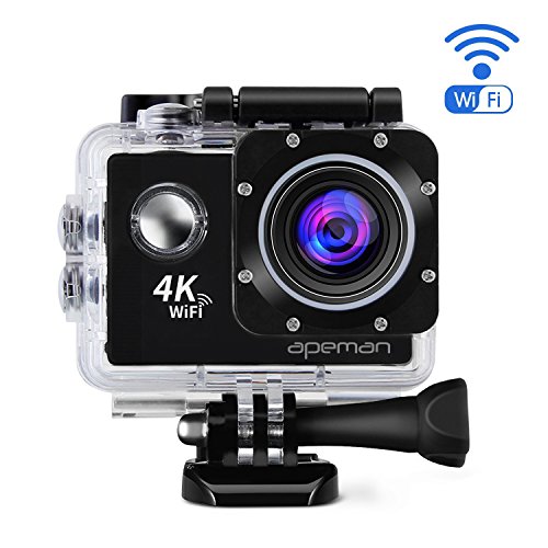 APEMAN Action Kamera WIFI sports cam 4K camera 20MP Ultra Full HD Helmkamera wasserdicht mit 2 verbesserten Batterien und kostenlose Accessoires