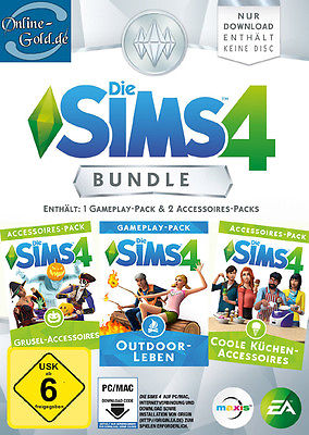Die Sims 4 Bundle EA Origin PC Outdoor-Leben Coole Küchen Grusel Accessoires -EU
