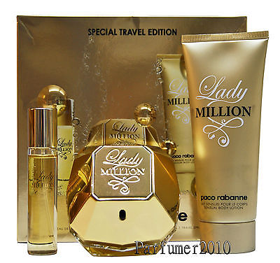 Paco Rabanne Lady Million 80ml Eau de Parfum Spray +10ml EDP + 100ml Body Lotion