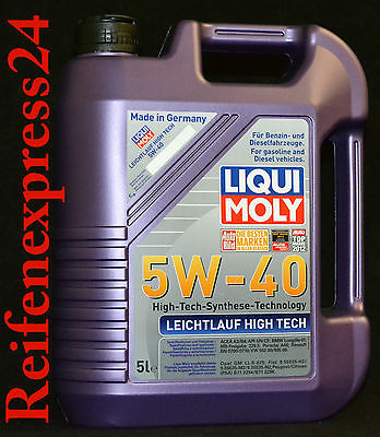 5 Liter Liqui Moly Leichtlauf High Tech 5W-40 Motoröl 5W40 Renault Peugeot Opel