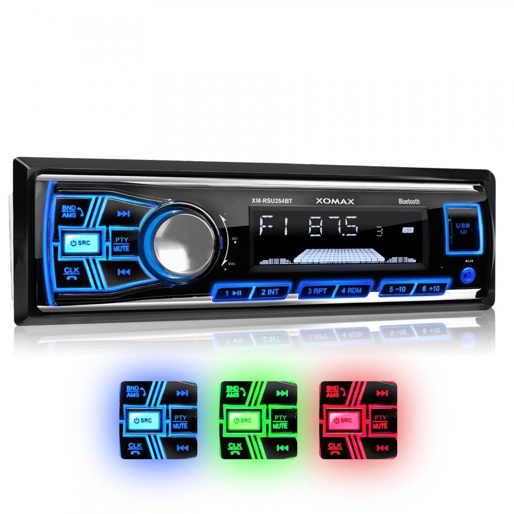 AUTORADIO MIT BLUETOOTH FREISPRECHEINRICHTUNG USB SD MP3 AUX SINGLE 1DIN OHNE CD
