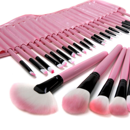 Professionelle 32tlg Kosmetik Pinsel Makeup Brush Schminkpinsel Set Schwarz Rosa