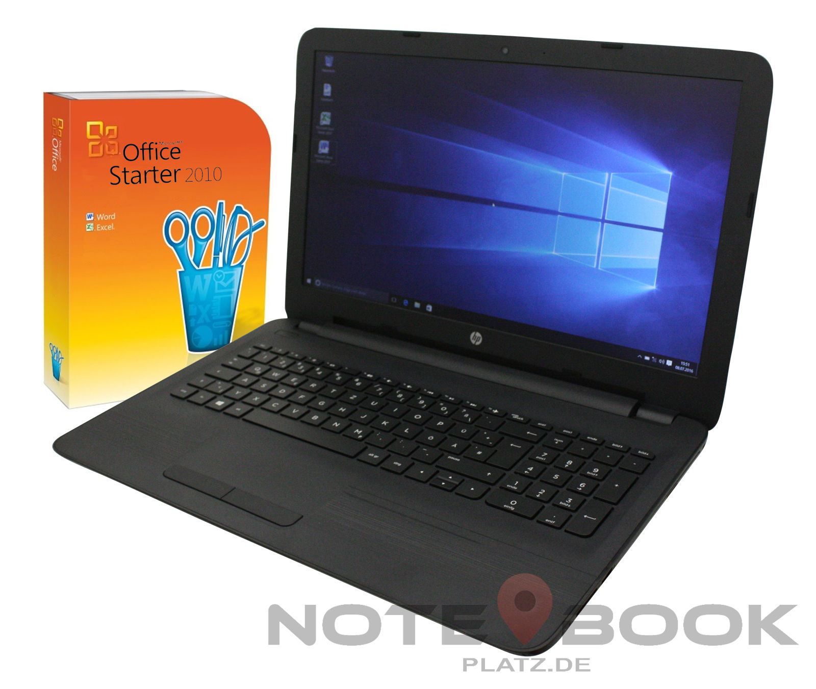 HP Notebook 15 Zoll 4 x 2,4Ghz  4GB RAM 256SSD  MATT  Win 10 Office 2010