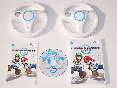 Nintendo Wii Spiel Mario Kart mit 2 original Lenkräder weiss #54005
