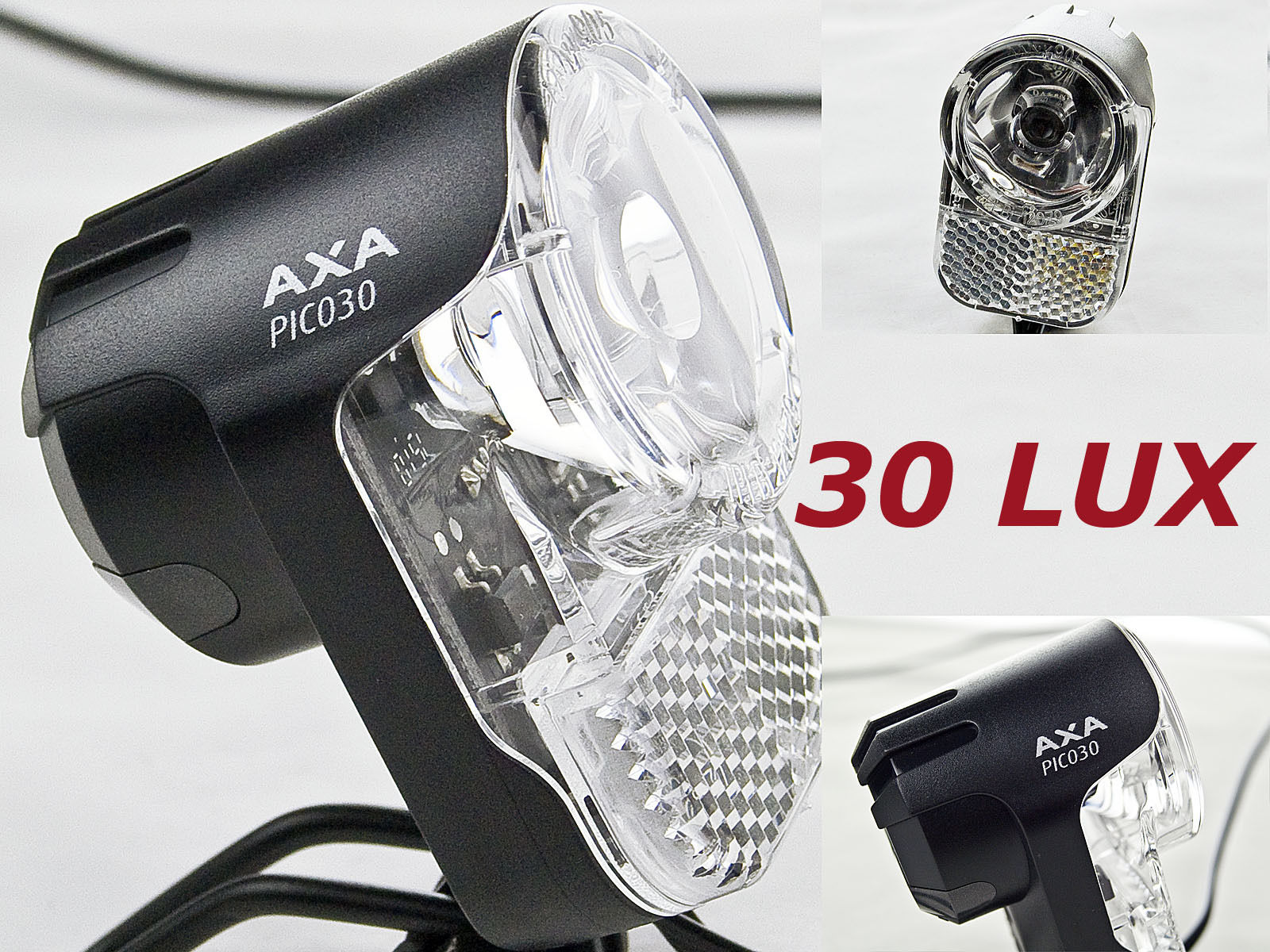 LED Fahrradlampe Nabendynamo Fahrrad LED Scheinwerfer AXA Pico Switch 30 Lux
