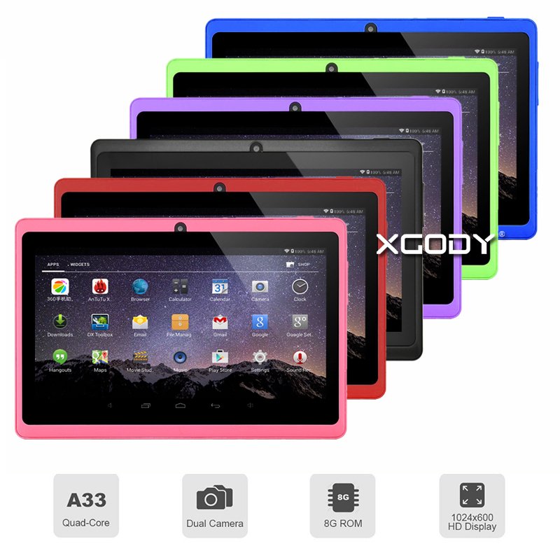 XGODY 7'' Zoll Tablet PC 8GB Quad Core Android 4.4 HD Dual Kamera WIFI Bluetooth