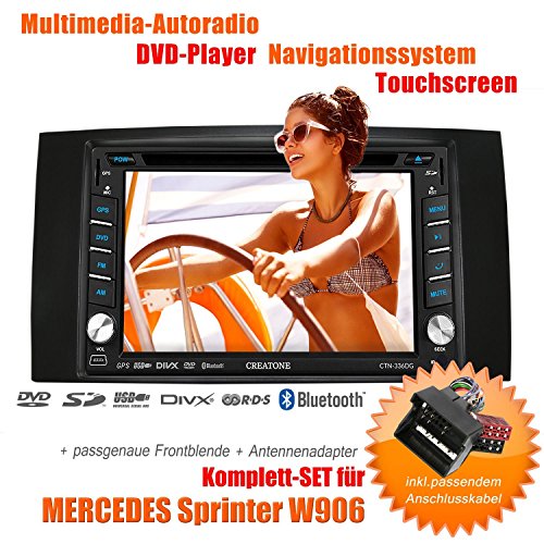 2DIN Autoradio CREATONE V-336DG für Mercedes Sprinter W906 (ab 2006, mit Audiosystem 5 und 20) mit GPS Navigation (Europa), Bluetooth, Touchscreen, DVD-Player und USB/SD-Funktion