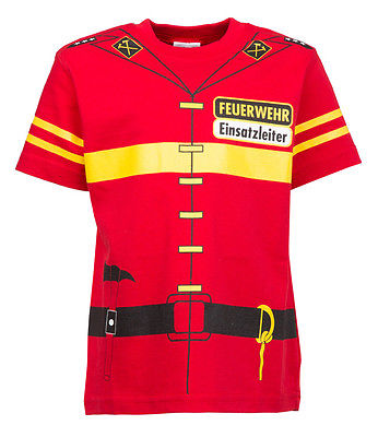Kinder Uniform Kostüm T-Shirt*Feuerwehr   92/98  bis 140/146