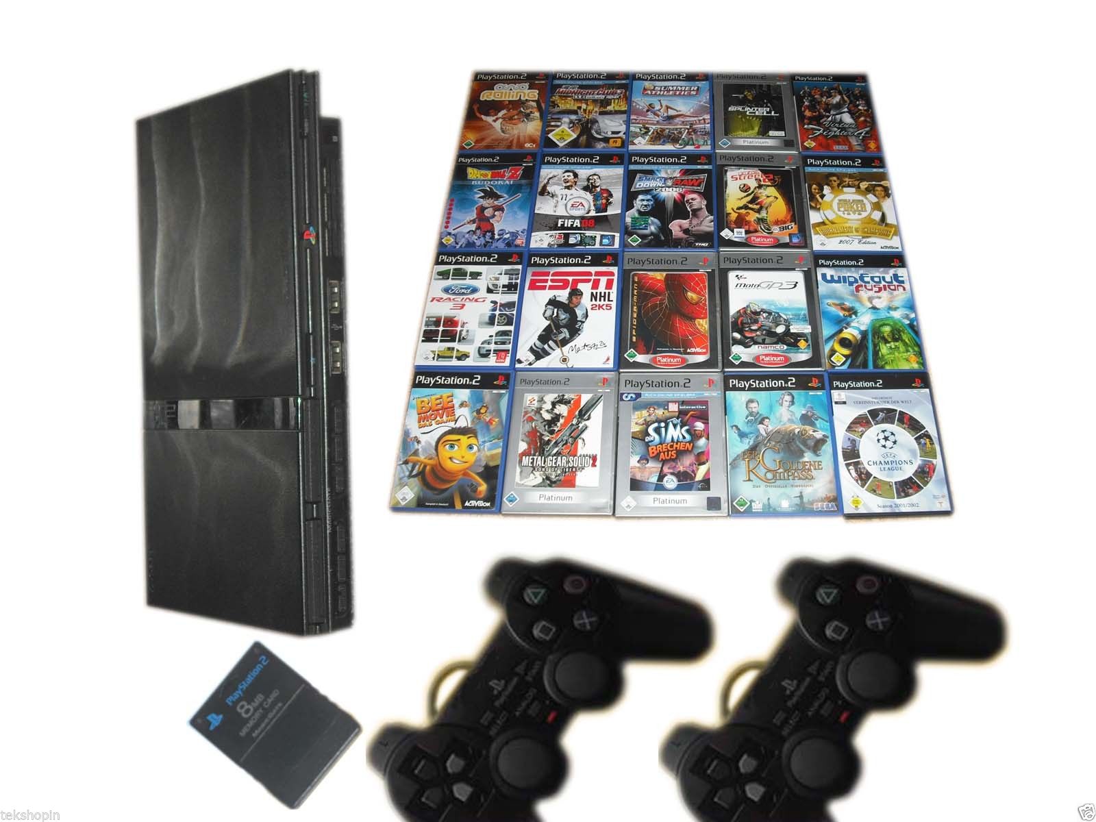 Sony PS2 Slim Konsole + 2 Controller + MC + 5 Spiele Gratis * Playstation 2
