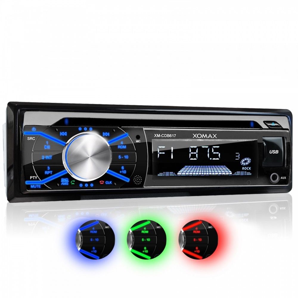 AUTORADIO MIT CD-PLAYER BLUETOOTH FREISPRECHEINRICHTUNG USB SD MP3 AUX 1DIN