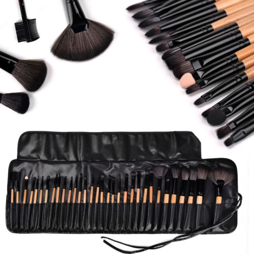 32tlg Schwarz Professionelle Kosmetik Pinsel-Set Make up Brush Kit Schminkpinsel