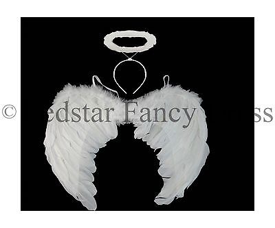 WHITE ANGEL FAIRY WINGS AND HALO XMAS ANGEL FANCY DRESS HALLOWEEN COSTUME GOTHIC