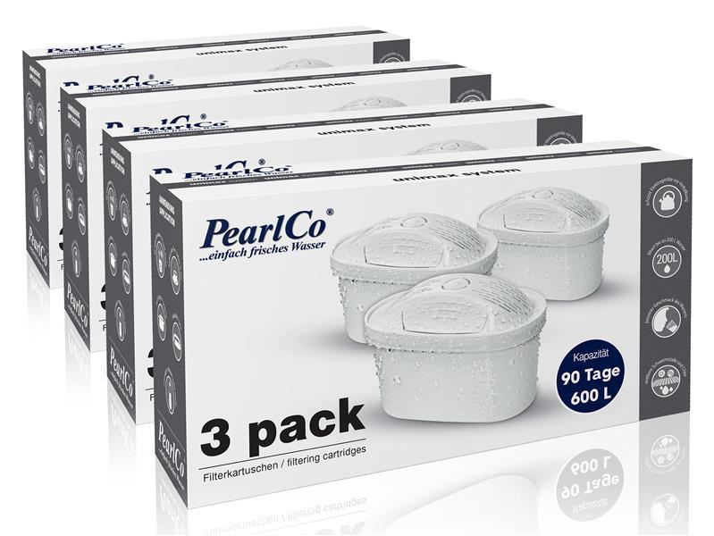 PearlCo UNIMAX Wasserfilter Kartuschen Pack 12 (kompatibel mit BRITA* Maxtra)