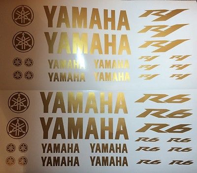 Yamaha R1 oder R6 in Gold Motorsport Aufkleber Racing Set für Motorrad Auto