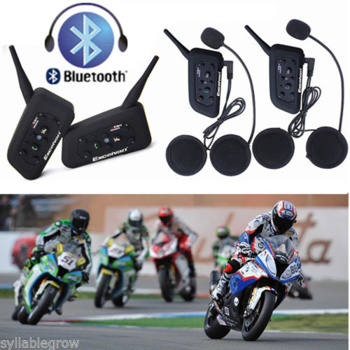 2 X Motorrad Helm Gegensprechanlage BT Sprechanlag Bluetooth Headset 1200m DE