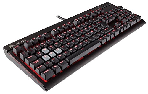 Corsair Gaming CH-9000088-DE STRAFE Cherry MX Red Performance Rote LED Beleuchtung Mechanische Gaming Tastatur DE, Schwarz