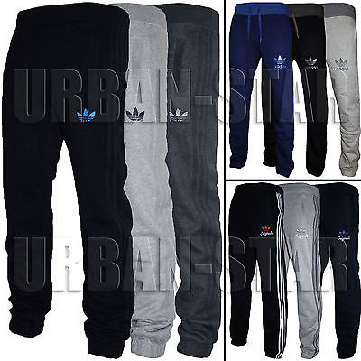 Mens Adidas Originals SPO Fleece Trefoil Tracksuit Pants Bottoms Grey/Black S-XL