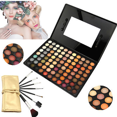 88 Farben Palette Lidschatten Eyeshadow + 7 Schminke Pinsel Kosmetik Make Up 08#