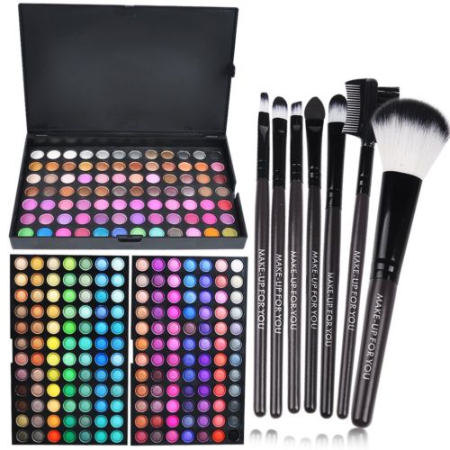 252 Farben Make-up Lidschatten Palette Schminke Eyeshadow Geschenk 7 Pinsel Set