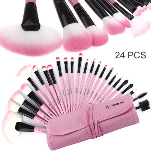 Vander 24tlg Professionelle Kosmetik Pinsel Rosa Makeup Brush Schminkpinsel Pink
