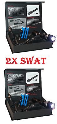 2x Polizei Swat Led Cree Taschenlampe 1000Meter Leuchtweite 4x 8800 Power Akkus