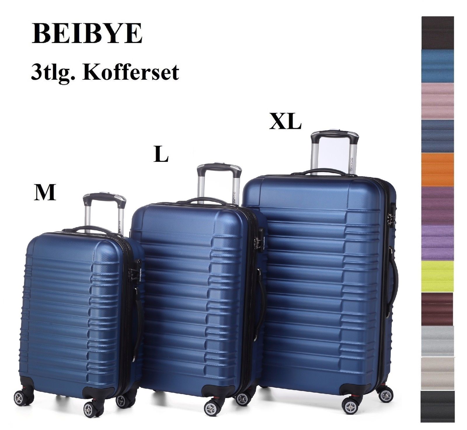 Zwillingsrollen 2088 Hartschale  Koffer Reisekoffer in M-L-XL-Set in 14 Farben