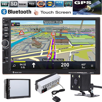 Navigation 2Din HD Car Stereo GPS MP3 Player Bluetooth FM Radio iPod TV Camera