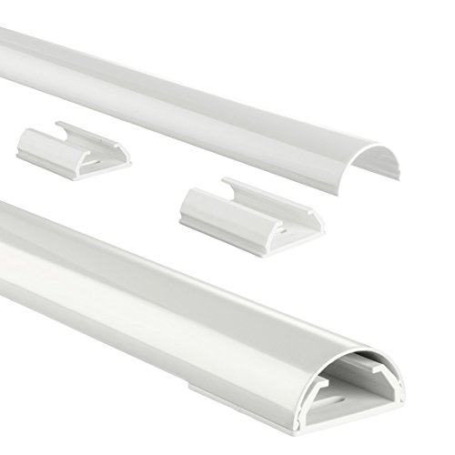 Hama Kabelkanal Alu (Aluminium, halbrund, 110 x 3,3 x 1,8 cm, bis zu 5 Kabel, 4 Halteclips), weiß