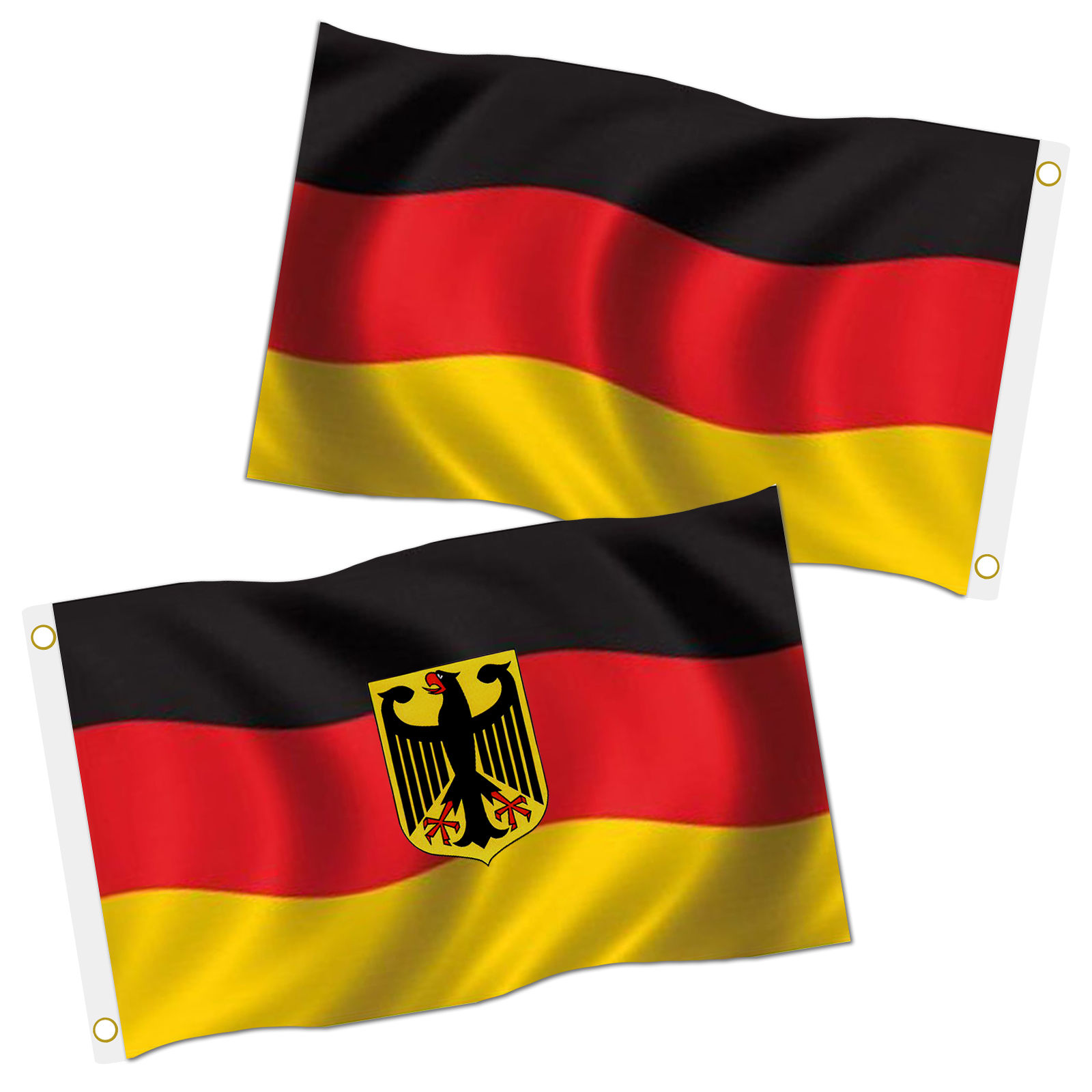 2 Fahnen SET 90x150 Deutschland Fahne XXL  mit Adler Flagge Hissfahne Hissflagge