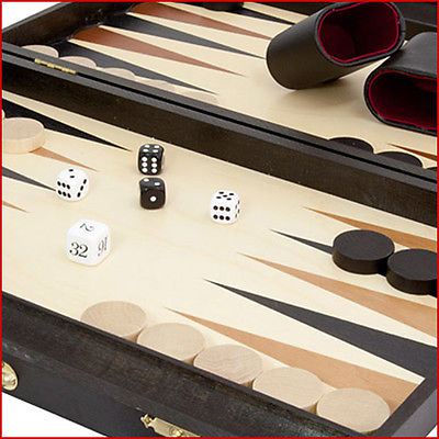 Backgammon Birke schwarz gebeizt Intarsie - GROSS