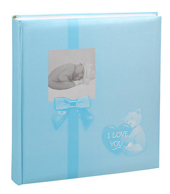 Baby Fotoalbum in Blau 30x30 cm 100 Seiten für 600 Fotos Kinder Foto Album
