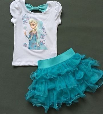 Mädchen Frozen Elsa Perlen Tüll Kleid Kostüm Cosplay Party Dress Eiskönigin 2-8Y