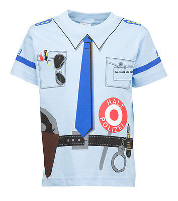 Kinder Uniform Kostüm T-Shirt * Polizei Blau 92/98 bis 140/146