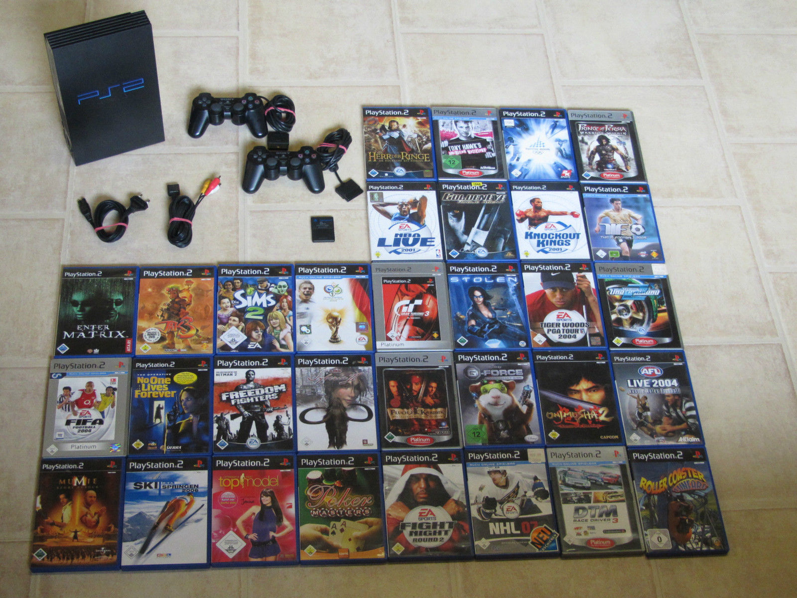 Playstation 2 komplett mit 10 Gratis Spiele + 2 Controller + MC PS2 PS 2 Konsole