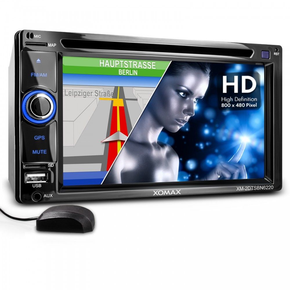 AUTORADIO MIT NAVI GPS NAVIGATION BLUETOOTH TOUCHSCREEN DVD CD USB SD MP3 2DIN