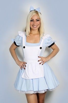 Sexy Halloween Womens Alice in Wonderland Fancy Dress Costume outfit S M L