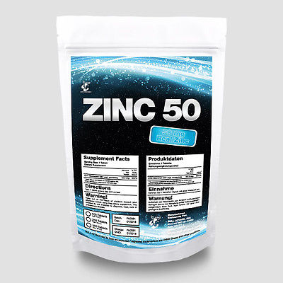 250 Tabletten Zink 50mg 100% REINES ZINC GLUCONATE TOP+ Vegan!