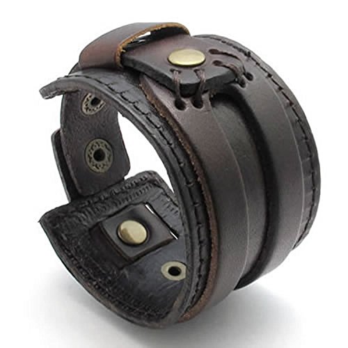Mendino Leder-Armband / Armreif für Herren Damen, breit, handgefertigt, Manschette, Schmuck