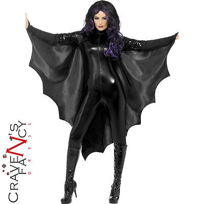 Adult Bat Wings Vampire Costume Halloween Black Cape Ladies Fancy Dress New