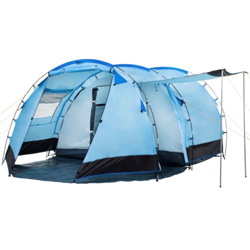 Tunnelzelt Familienzelt Zelt mit 3000 mm Wassersäule 4 Personen Blau-Schwarz