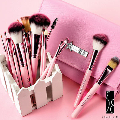 Fräulein 38 20 Pink Pinsel Brush MAKE-UP Set mit Rosa Kosmetik Tasche
