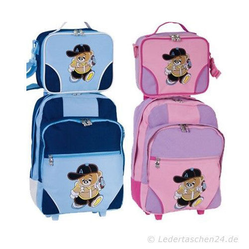STEFANO Set Kinder Trolley Reisetasche Kinderkoffer Kindertasche rosa pink blau