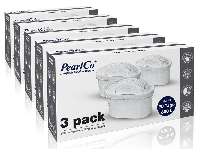 PearlCo UNIMAX Wasserfilter Kartuschen Pack 15 (kompatibel mit BRITA* Maxtra)