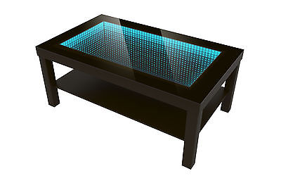 Modern Couchtisch Glastisch Beistelltisch TIEFENEFFEKT TISCH 90x55 LED 3D Wenge
