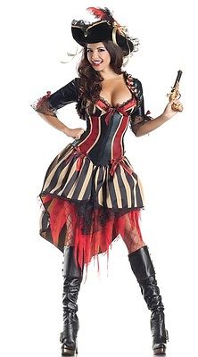  NEW WOMENS LADIES SEXY DELUXE PIRATE COSTUME HEN DOO FANCY DRESS PARTY OUTFIT