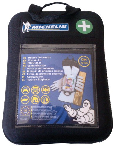 Michelin 92400 Verbandkasten nach DIN 13164:2014, mit 1-Hilfe-Sofortmaßnahmen, Softcase Gehäuse