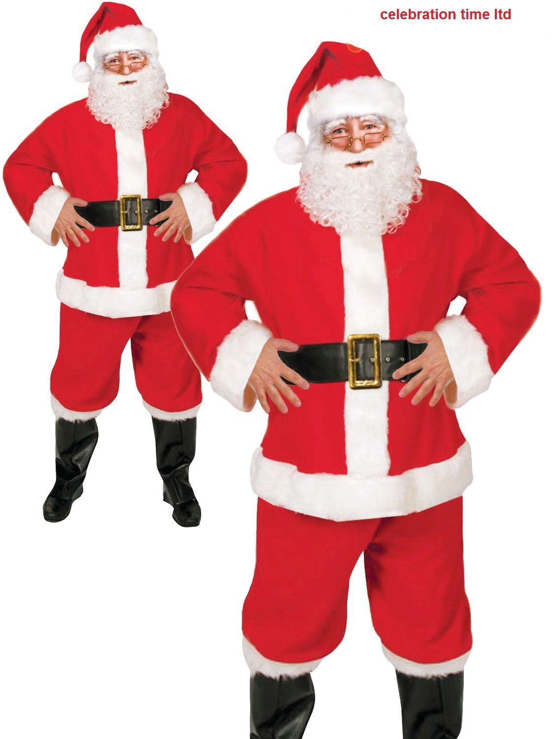 Mens Santa Claus Costume Father Christmas Fancy Dress Budget Outfit Suit Adult.
