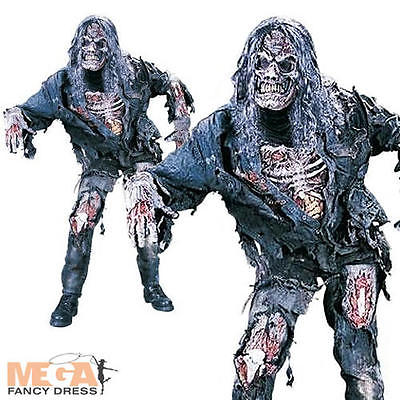 Complete Zombie + Mask Adult Halloween Fancy Dress Horror Costume Mens Outfit